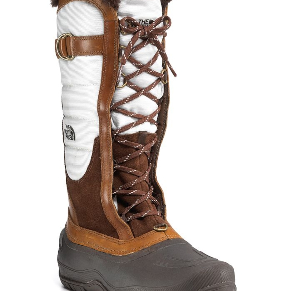 The North Face Brown and White Winter Boots